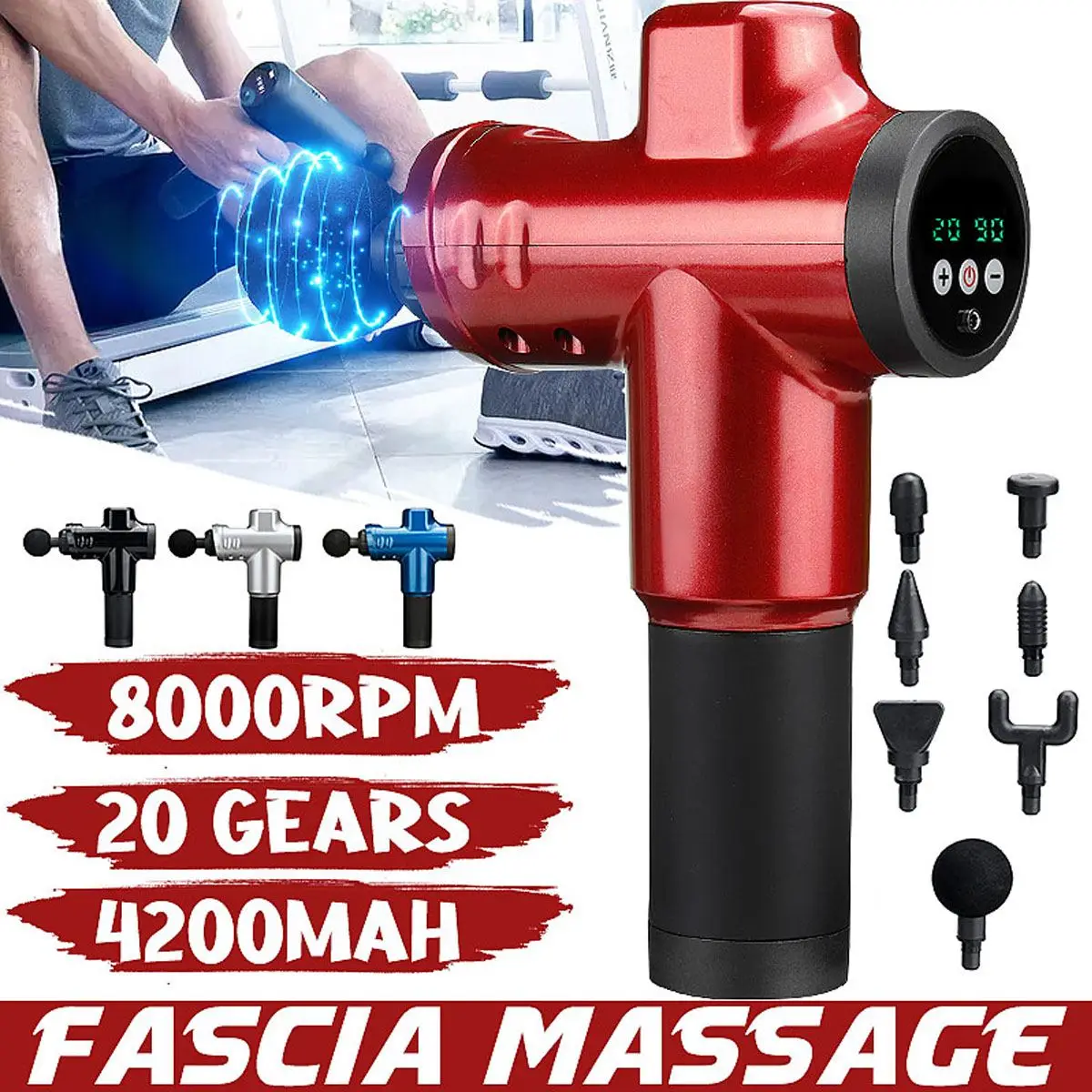 8 Head Fitness Massage Gun Deep Muscle Massager Body Neck Massage Exercising Slimming Muscle Pain Relief Relaxation 4200mAh