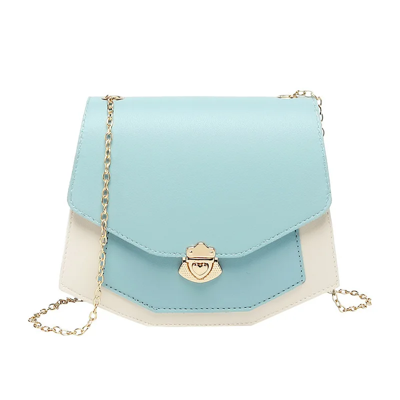 

Korean-style Women's Contrast Color One-Shoulder Square Sling Bag 2019 Summer New Products Shoulder Bag Cover Type Lock Phone Ba