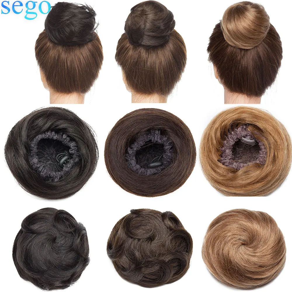SEGO 23g 30g 100% Remy del pelo humano paquete pelo Scrunchies recogidos moño de rosquilla extensiones de cabello de cola de caballo de pelo