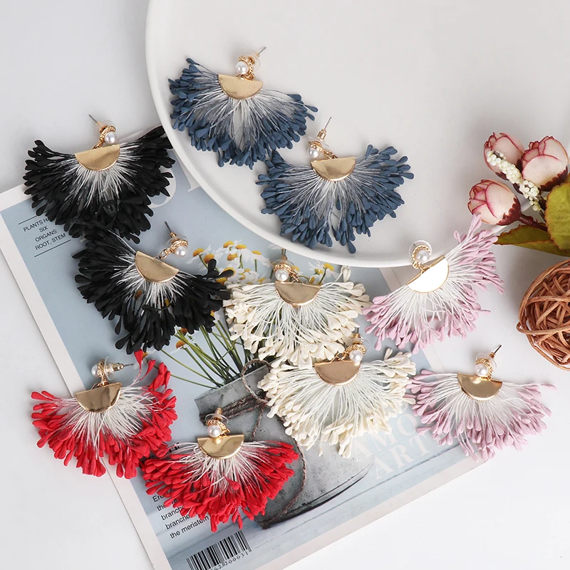 

JURAN Maxi Drop Tassel Earrings For Women Vintage Ethnic Big Hanging Earring Wedding Statement Fashion Jewelry Earrings Female