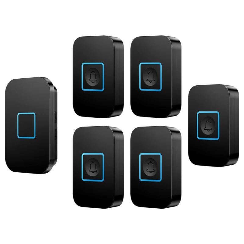 5 button 1 receiver Умный беспроводной водонепроницаемый дверной звонок кольцо 3 кнопки 1 приемник США ЕС Великобритания AU Plug 300 м удаленный светодиодный домашний звонок - Цвет: 5 button 1 receiver