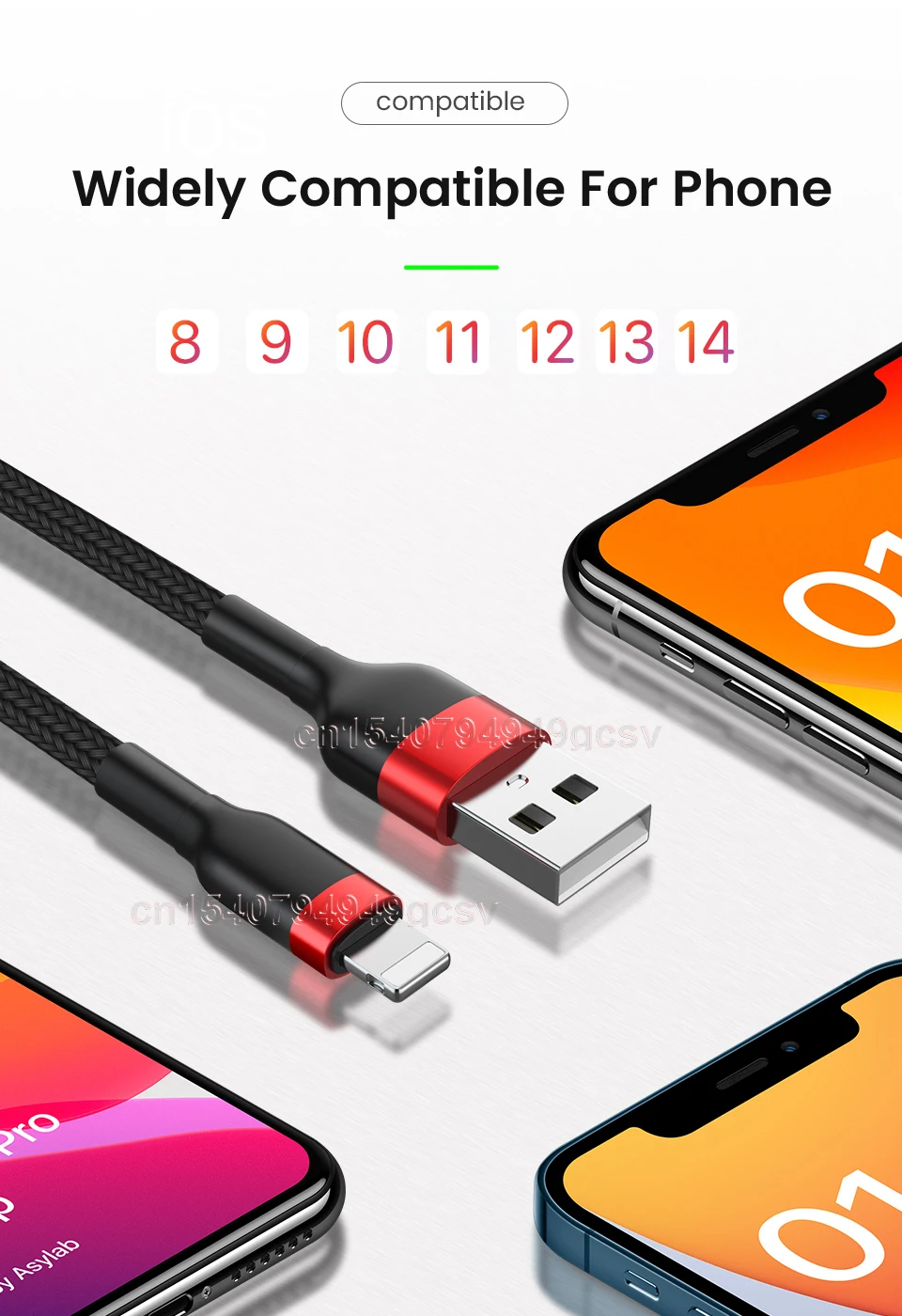 mobile phone cables USB Lighting Cable for iPhone 13 12 11 Pro Max Xs 8 7 2.4A Fast Charging Cable for iPhone Charge Cable USB Data Cable 0.3/1/2M hdmi to iphone cable