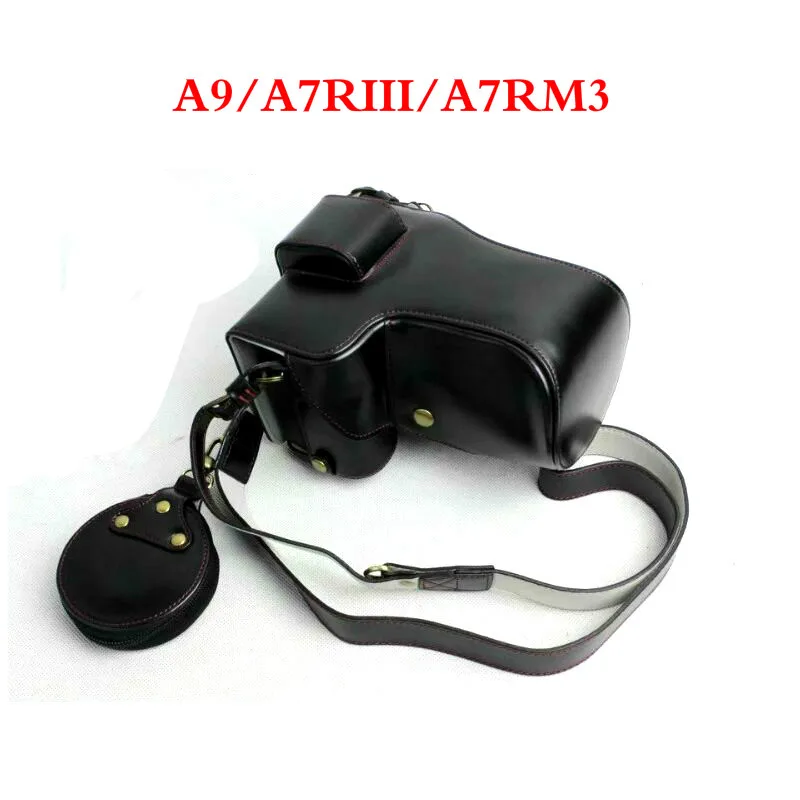 A9 A7RIII Black Из искусственной кожи чехол для камеры чехол для sony ILCE-9 A9 A7III A7RM3 A7RIII A7RM4 A7RIV портативный чехол с отверстием батареи - Цвет: A9 A7RIII Black