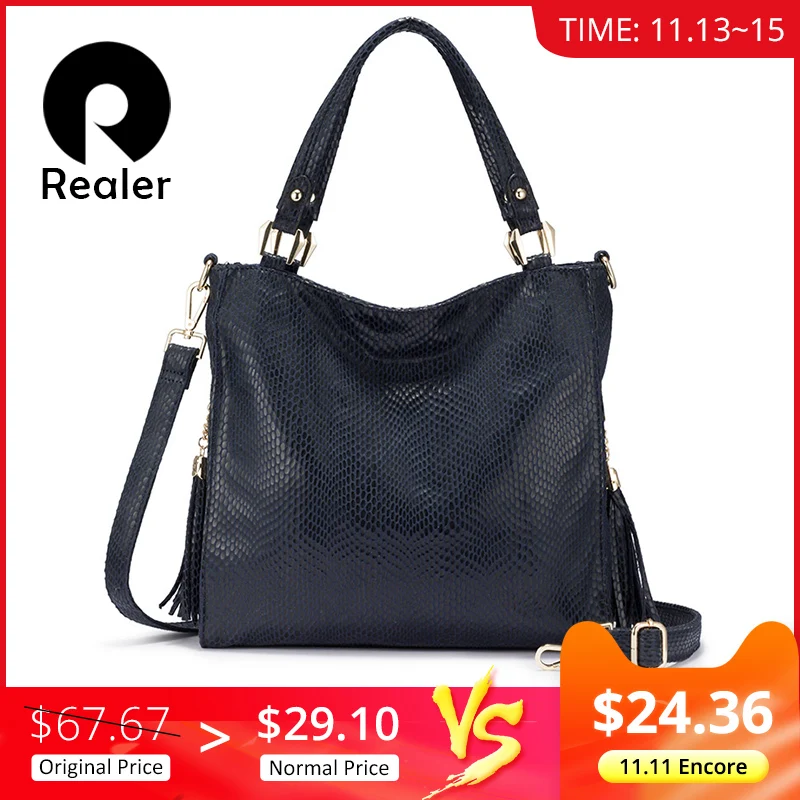Meilleur REALER femmes sac à main sac à bandoulière femme sacs à bandoulière pour femmes 2019 luxe sac à main avec poignée supérieure pour dames gland fourre tout sac