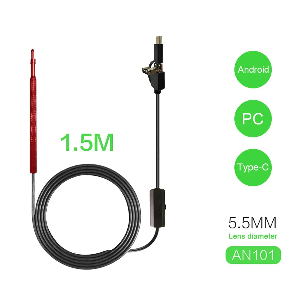 

Universal Durable Three in One 1.5M 5.5mm Bore scope Ear Spoon Endoscope USB Inspection Camera for Computer PC Mobile Phone
