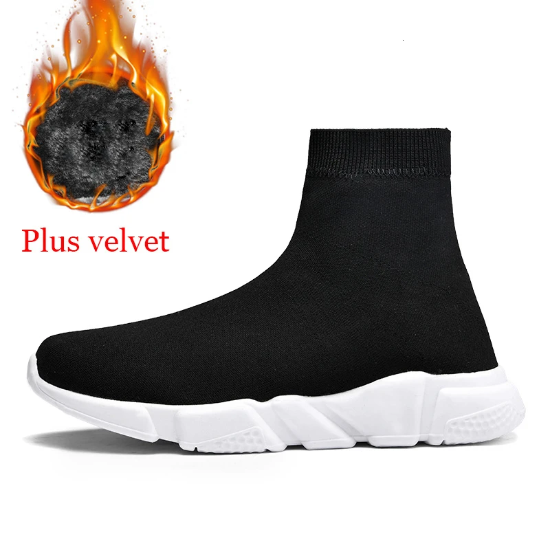 White black velvet Осенне-зимние носки; мужские повседневные удобные кроссовки суперзвезды; обувь с высоким берцем для влюбленных; модная обувь для мужчин; Tenis Adulto - Цвет: White black velvet