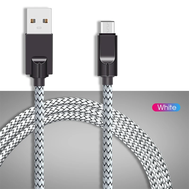 1 м usb type C Смарт настенный переключатель для смартфонов 2.5A Быстрая зарядка зарядное устройство Шнур для Xiaomi Redmi Note8 прочный тип-C кабель - Цвет: White