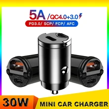 USB Car Charger Quick Charge 4.0 QC4.0 QC3.0 QC SCP 5A PD Type C 30W Fast Car USB Charger For iPhone Xiaomi Mobile Phone