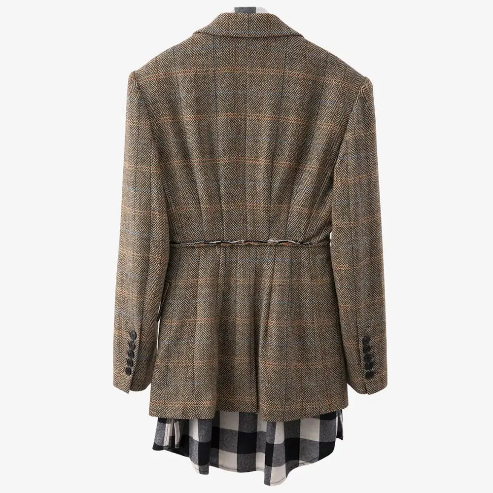 Новинка роскошный женский Блейзер пальто лоскутный пиджак с отложным воротником