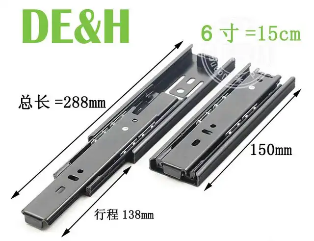 4 Inch 3 Sections Telescoping Ball Bearing Damper Drawer Slide