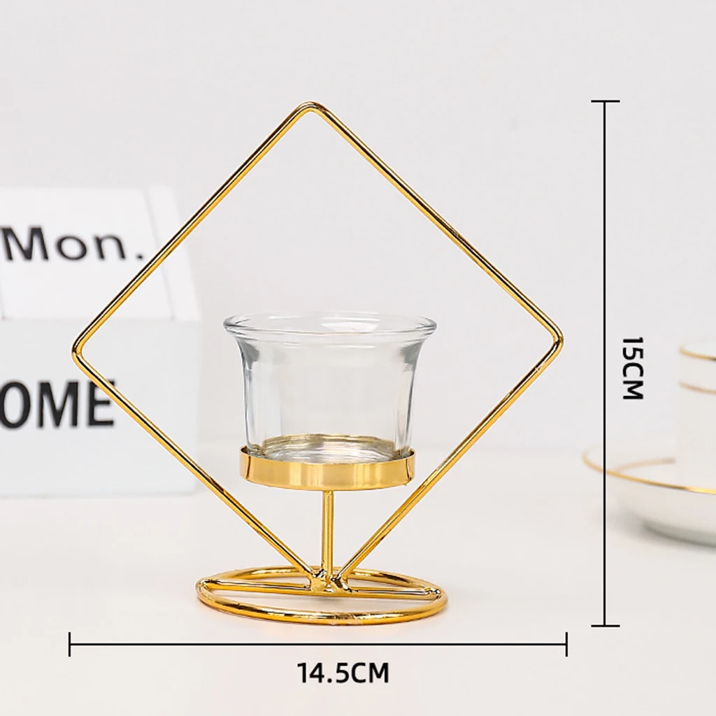 Iron Art Golden Candle Holder Wrought Hollow Candlestick Iron Lantern for Party Home Table Decoration