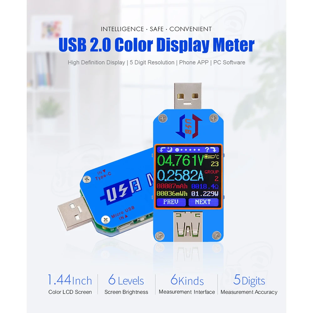 UM25C Для APP USB 2,0 Тип-C ЖК-дисплей Вольтметр Амперметр Напряжение измеритель тока, для батареи зарядный кабель сопротивления Usb Тестер