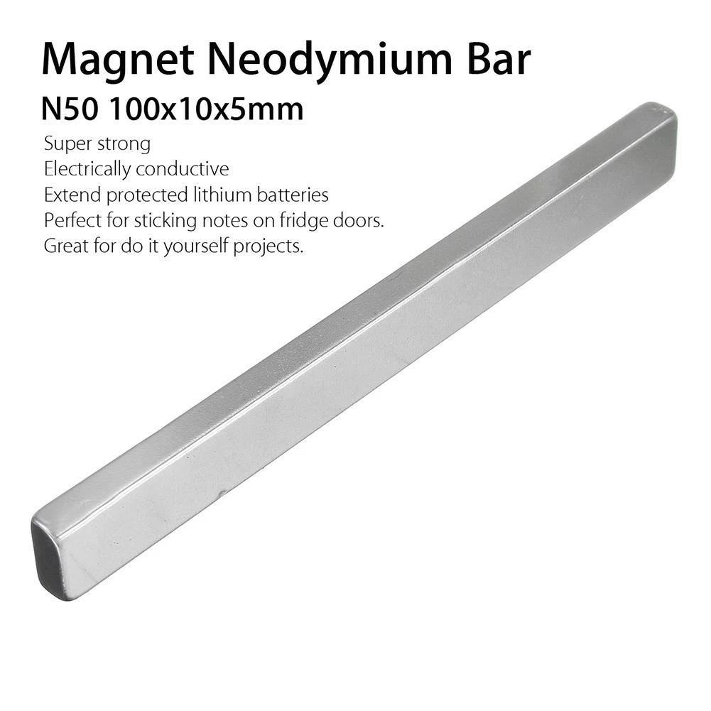 100x10x5mm N50 NdFeB Long Cuboid Block Bar Rare Earth Neodymium Magnet Permanent Super Strong Powerful Magnets imanes