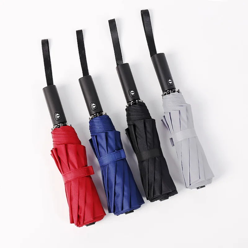 

Ten Bone Fully Automatic Vinyl Folding Umbrella 10 Bone Umbrella Lengthen Handle Millet Umbrella Customizable Gift Umbrella