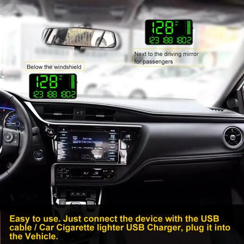 

Car GPS Speedometer Hud Display Overspeed Warning System Windshield Projector Auto Alarm System C80 5.5Inch Head-Up Display C60