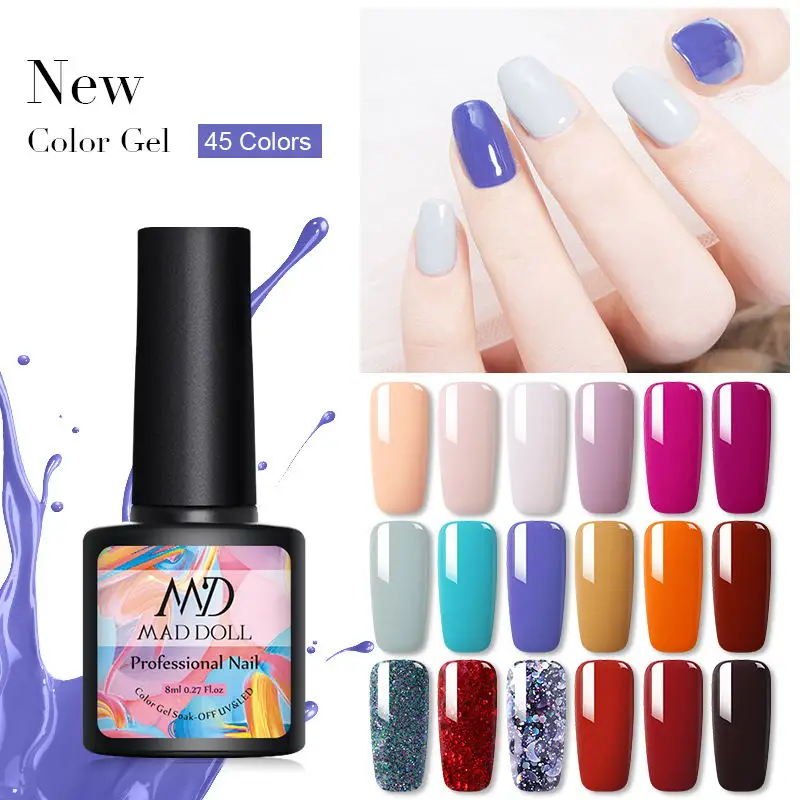

MAD DOLL 8ml Autumn Fall Winter New Series Nail Gel Polish Long Lasting Soak Off UV Gel Nail Varnish Glitter Colors Nail Art Gel