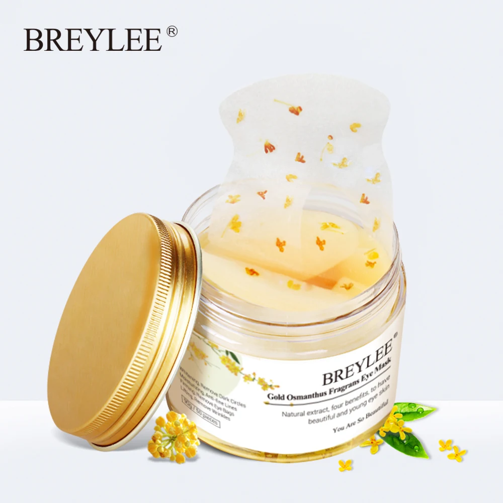 BREYLEE Gold Osmanthus Fragrans Eye Mask Collagen Gel Eye Patch Face Skin Care Remove Dark Circles Lifting Firming Serum 50pcs  (6)