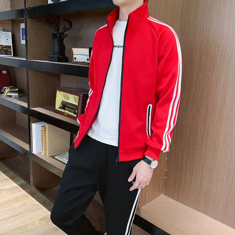 

2020 Spring New Style Men'S Wear Sports Set Young MEN'S Trend Long Sleeve Stand Collar Hoodie Trousers Casual Two-Piece Set