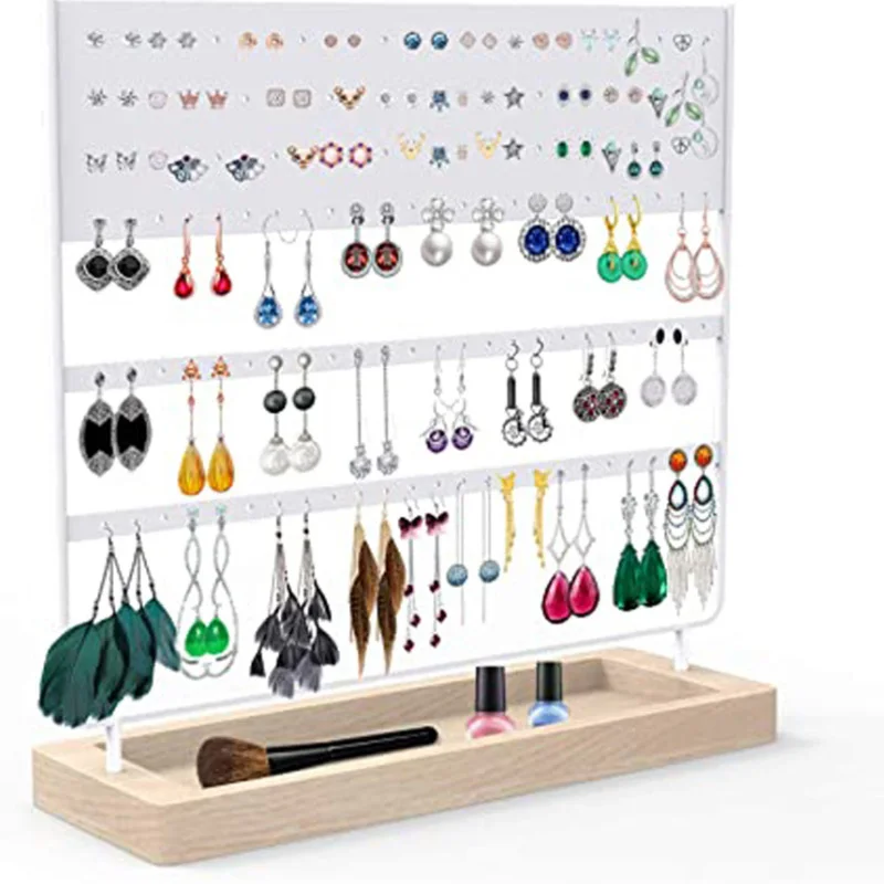 New Slotted the Bottom Earrings Storage Holder Jewelry Display Stand for Earrings Necklaces Bracelets Pendants Wooden Base