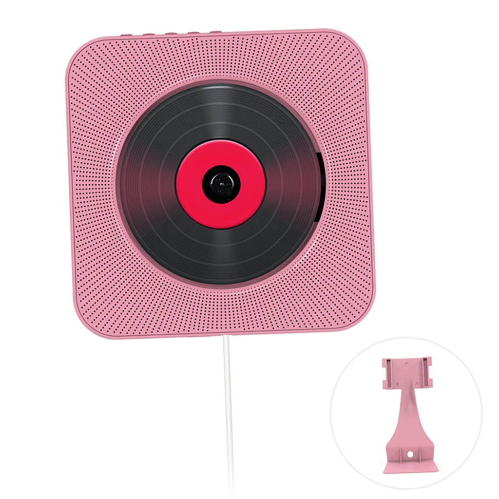 Pink Портативный Bluetooth cd-плеер настенный поддерживает USB, наушники - Цвет: Pink