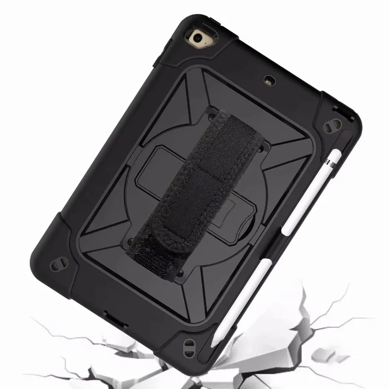Ремешок чехол для планшета для Apple iPad mini 4 чехол для iPad mini 5 противоударный защитный чехол PC силиконовый гибридный чехол с подставкой - Цвет: black (black)
