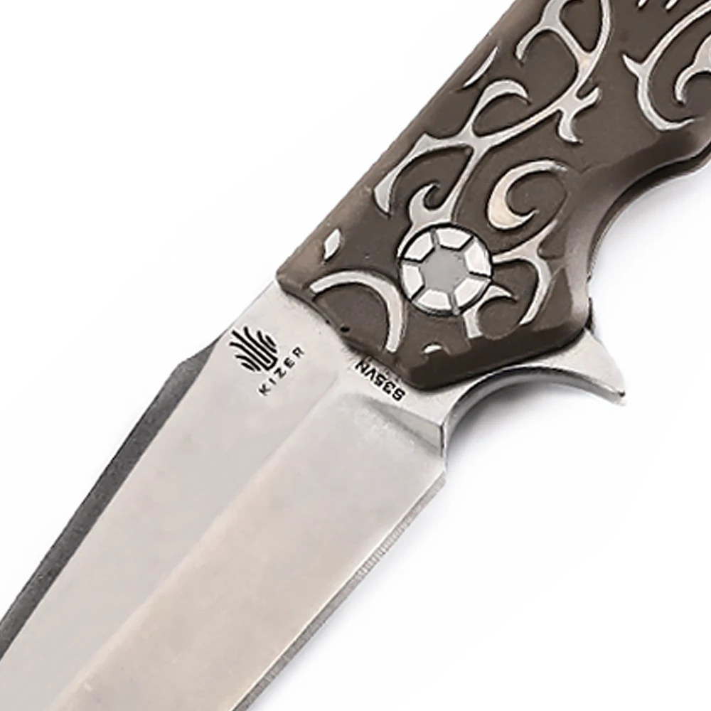 Карманный складной нож Kizer, 3,5 дюймов, Stonewash, отделка CPM S35VN, нержавеющая сталь, Танто-лезвие KI4431T