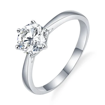 

Fashion Girlfriend Gift Moissanite Rings For Women 1ct 6.5mm Round Cut DEF Color 925 Sterling Silver 18K Multi-layer Plated