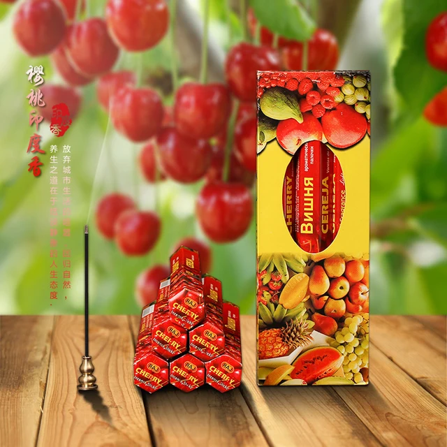 Raj Natural India Bot Füstölő Ömlesztett Ömlesztés, Cseresznye Ízű Aromaterápia, Tiszta Levegő Illat Pihenés, Jóga, Meditáció, Frissítés, Ajándékcsomag - Image 2