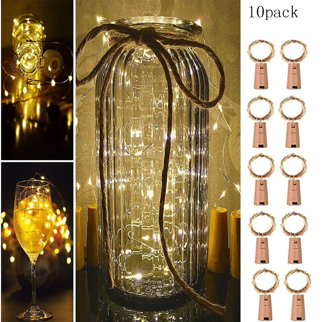 Yellow LEDS Wine Bottle Lights With Cork Built In Battery LED Cork Shape Silver Copper Wire Colorful Fairy Mini String Lights#20 - Испускаемый цвет: Yellow