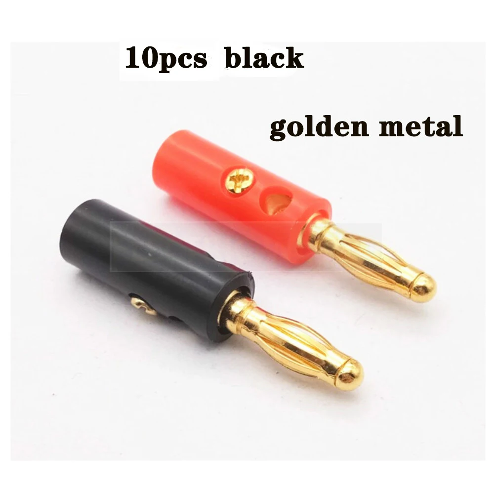 10pcs-black-golden Aligator зажим типа "банан" 10 шт. Разъем типа "банан" винт "банан золотая пластина разъемы 4 мм черный красный банан розетка - Цвет: 10pcs-black-golden