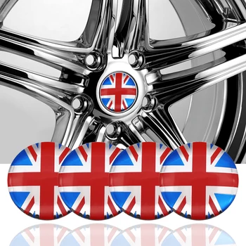 

4pcs 56mm 3D England British The UK Flag Car Sticker Car Steer tire Wheel Center Badge sticker Hub Cap Emblem Decal Car styling