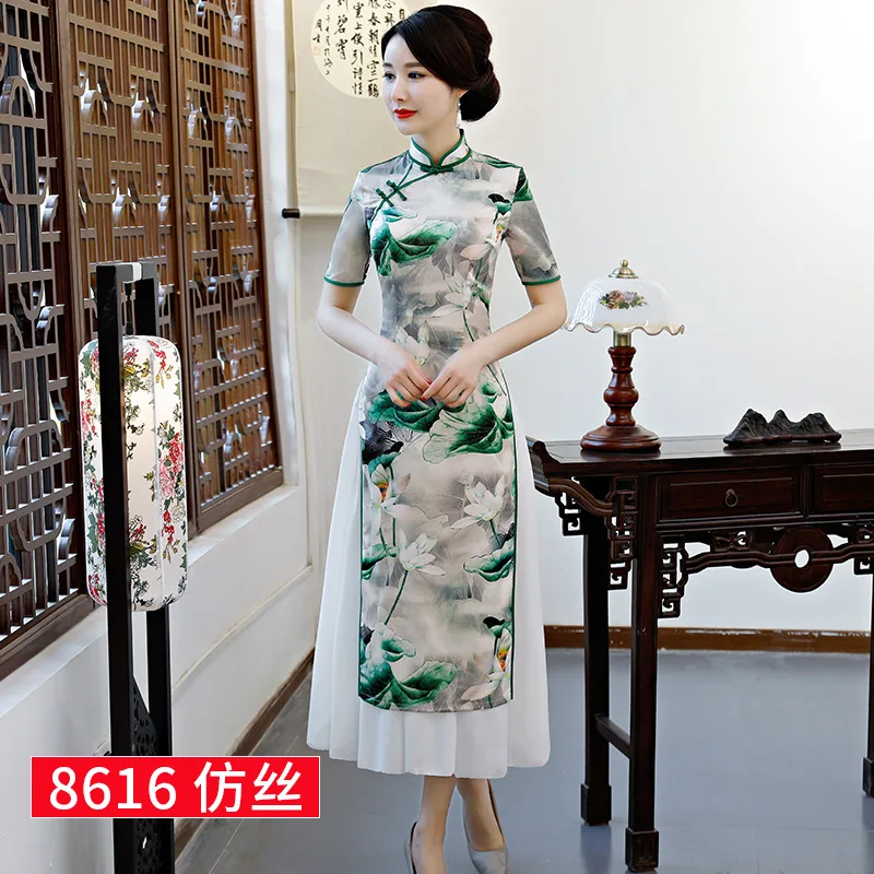 Элегантное китайское традиционное Qipao Восточное женское сексуальное свадебное платье атласное Cheongsam большого размера 3xl 4xl с цветочным принтом Vestidos