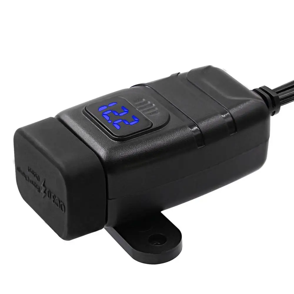 CS-854A1 квадратный двойной USB Супер быстрая зарядка+ Вольтметр набор с подсветкой кулисный переключатель панель Водонепроницаемый кулисный переключатель - Цвет: Синий