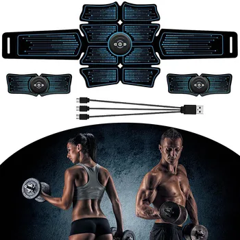 

USB Recharge EMS Abdominal Muscle Stimulator Trainer ABS Electrostimulation Fitness Massager Home Gym Abdomen Muscular Exercise
