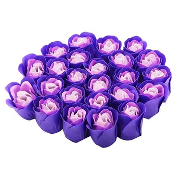 

Lovely 24 Pcs Red Scented Bath Soap Rose Petal in Heart Box (Purple)