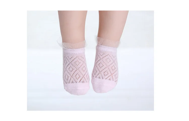 [ Hollow out No-show Socks] Spring And Summer Lace Mesh Thin Cotton Medium And Small Infants Children Baby Socks