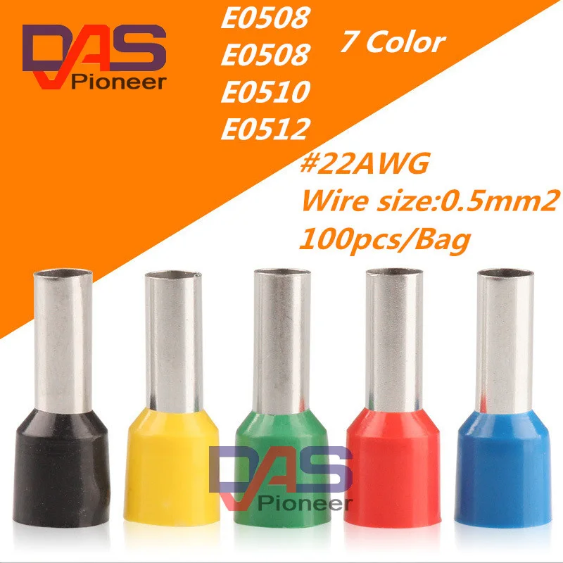 1000pcs/pack E0508 Insulated Ferrules Terminal Block Cord End Wire