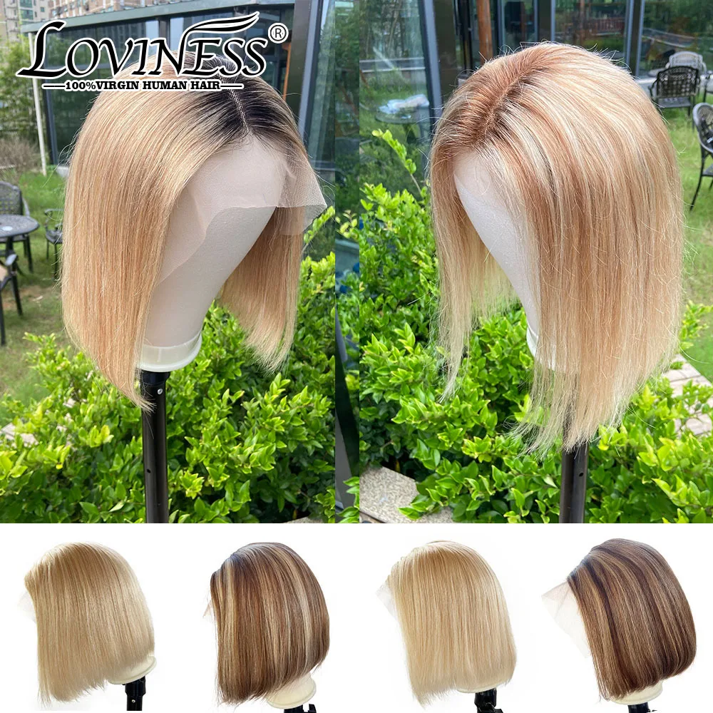 Парики Loviness из человеческих волос 1B27 блестящий парик Боб с эффектом омбре T