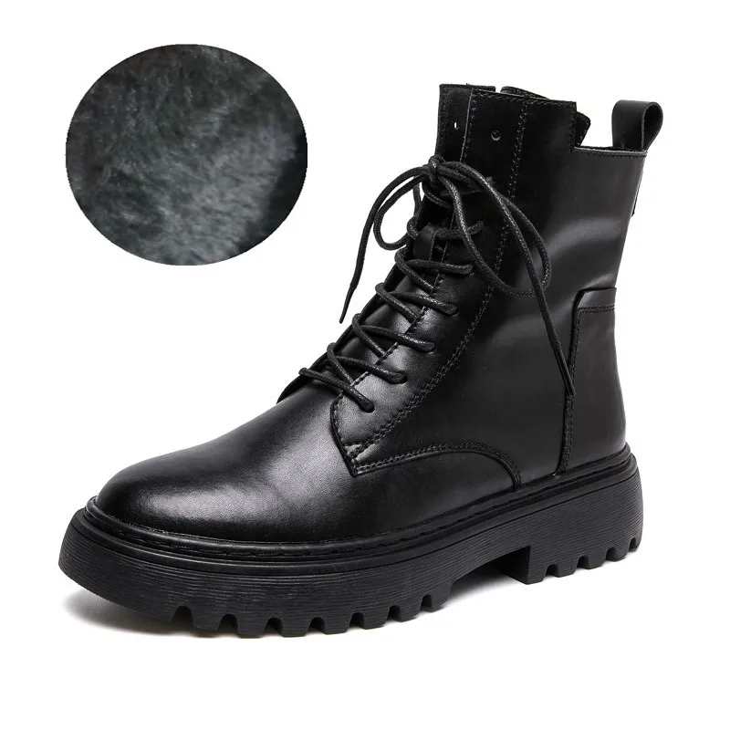 Botas negras con cordones para mujer, botas cortas de estilo británico, a  la moda, para invierno, 2020 - AliExpress
