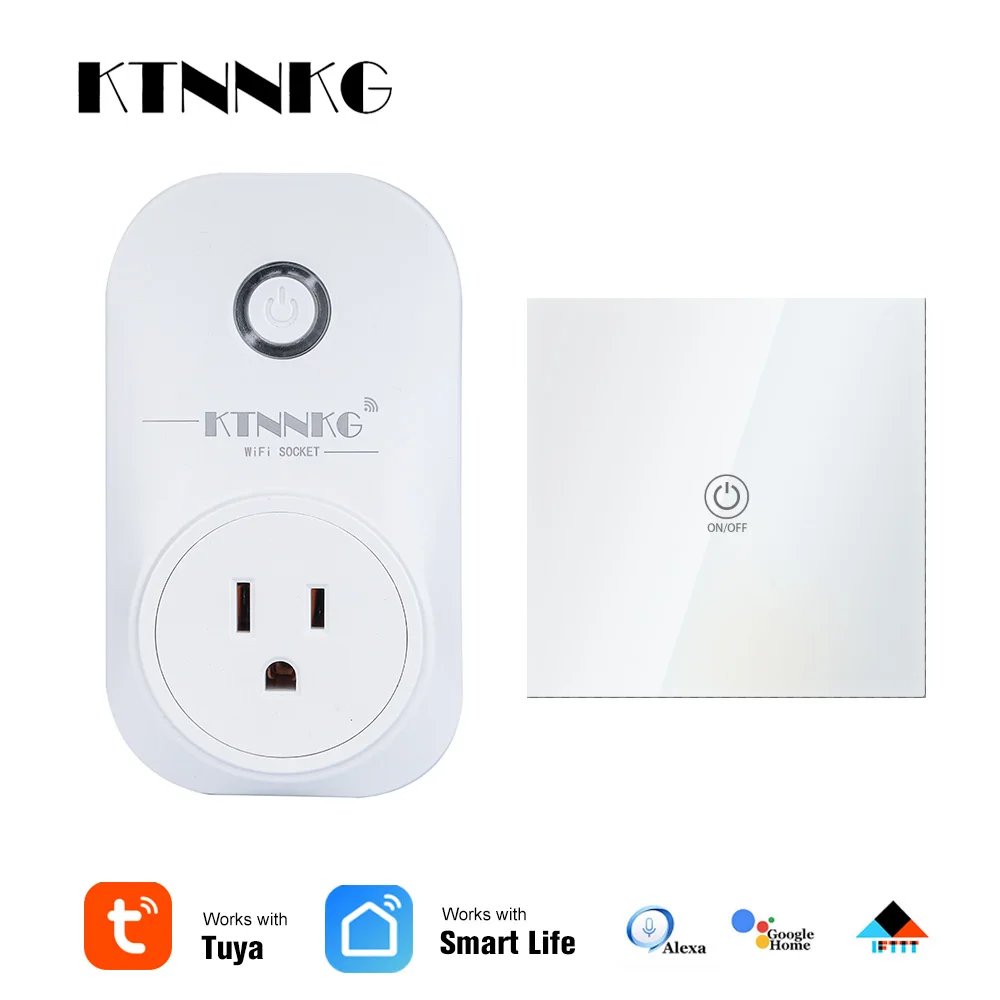 

Tuya US WiFi socket wireless plug smart home switch compatible work with remote controlsupport Google home ,IFTTT Alexa voice
