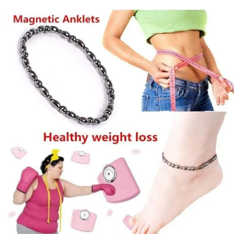 50PCS/Bag High Quality Magnetic Black Natural Stone Anklets Health Lose Weight Fashion Girl Women Men Charm Jewelry Wholesale