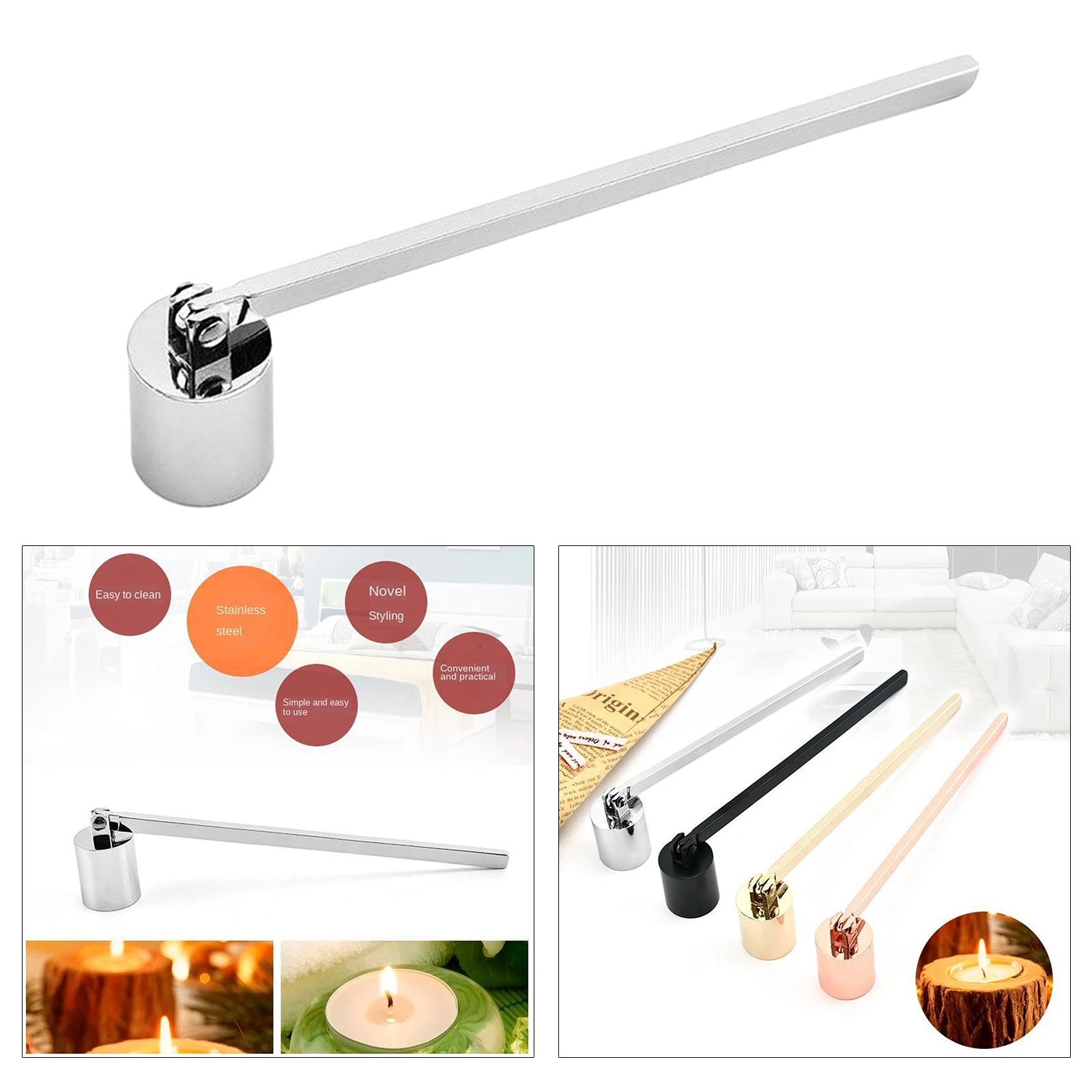 Candle Snuffer Polished Stainless Steel Candle Extinguisher Snuffer 19.3cm