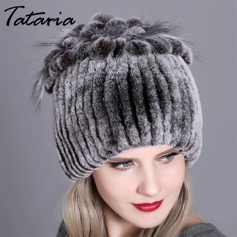 Tataria, женская меховая шапка для зимы, шапка из меха лисы, женские теплые мягкие шапки из натурального меха кролика лисы для женщин, теплые шапки