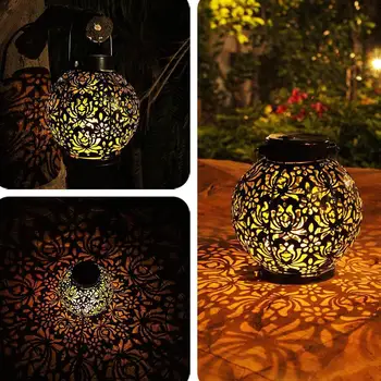 

Solar Ironwork Hollow Peony Pattern Lantern Garden Garden Small Garden Decoration Lighting Lamp Lamp LED Y6E7