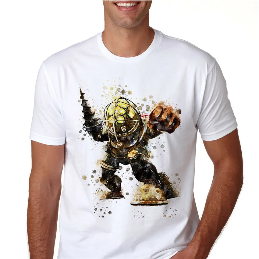 Bioshock T-Shirt Unisex Cotton Tee Shirt Pc Game Tshirt Top Quality N115 Retro O Neck |