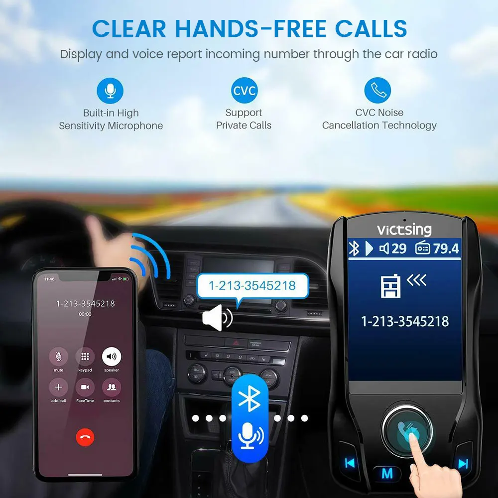 Беспроводной Bluetooth fm-передатчик Willkey Hands-free автомобильный комплект 1,8 дюймов цветной ЖК-экран MP3-плеер с 5 В 3.1A двойной USB зарядное устройство