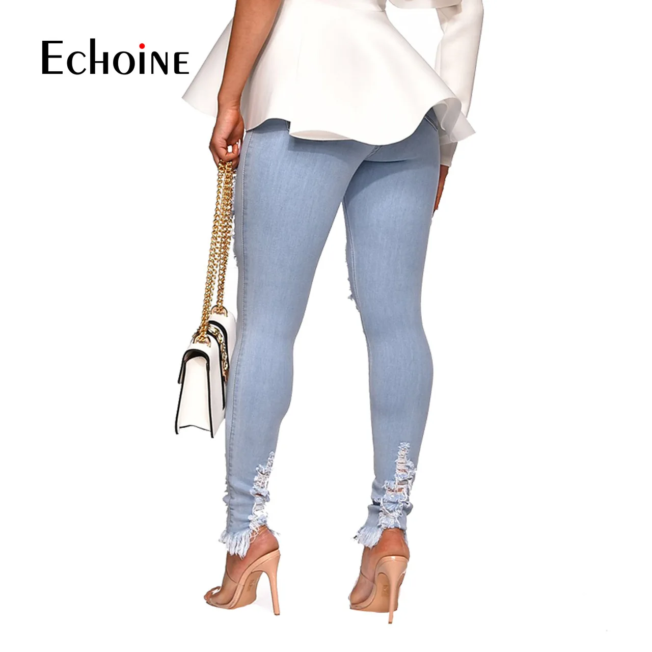 Echoine Denim Ripped Jeans Woman Jeans Mujer Womens Jeans Stretch Femme Jeans Pants Womens Trousers Vaqueros Mujer Plus Size