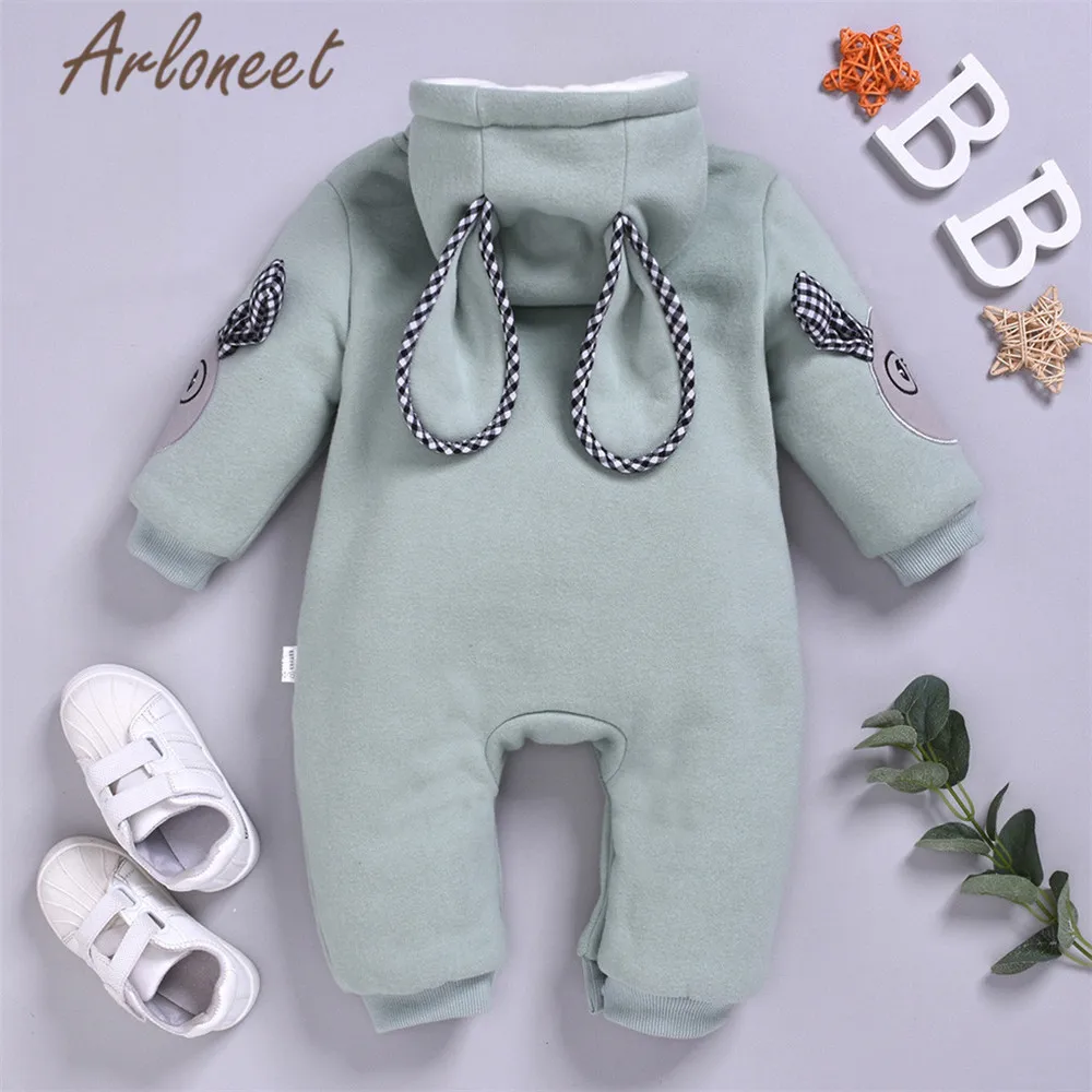 ARLONEET/пальто с героями мультфильмов; Комбинезон для маленьких мальчиков; зимний комбинезон на молнии с заячьими ушками для маленьких девочек; комбинезон; Верхняя одежда; пальто с капюшоном; комбинезон; Bebe Menina