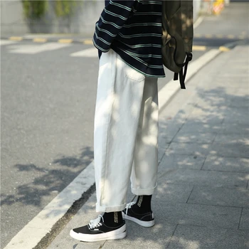 

Spring and Autumn New Korean style loose falling straight pants men's super fire wide leg jeans student fashion daddy pants