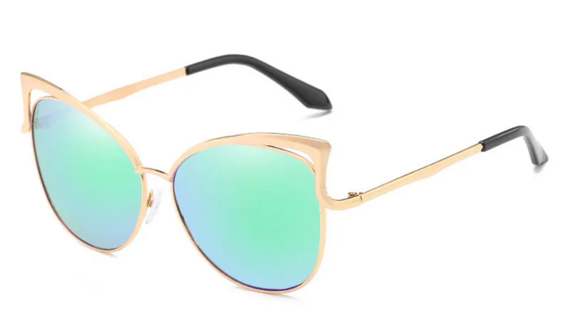 Новые модные роскошные солнцезащитные очки кошачий глаз, женские фирменные дизайнерские солнцезащитные очки с двойным зеркалом, мужские солнцезащитные очки, винтажные женские солнцезащитные очки oculos de sol - Цвет линз: 6-BlueGreen